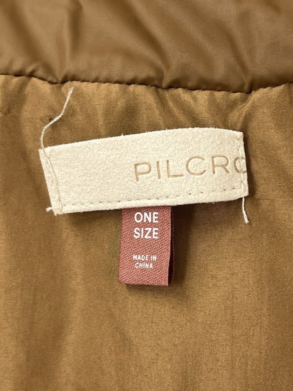 PILCRO Women's Camel Brown Oversize Tie-Side Puffer Vest One Size - Picture 4 of 5